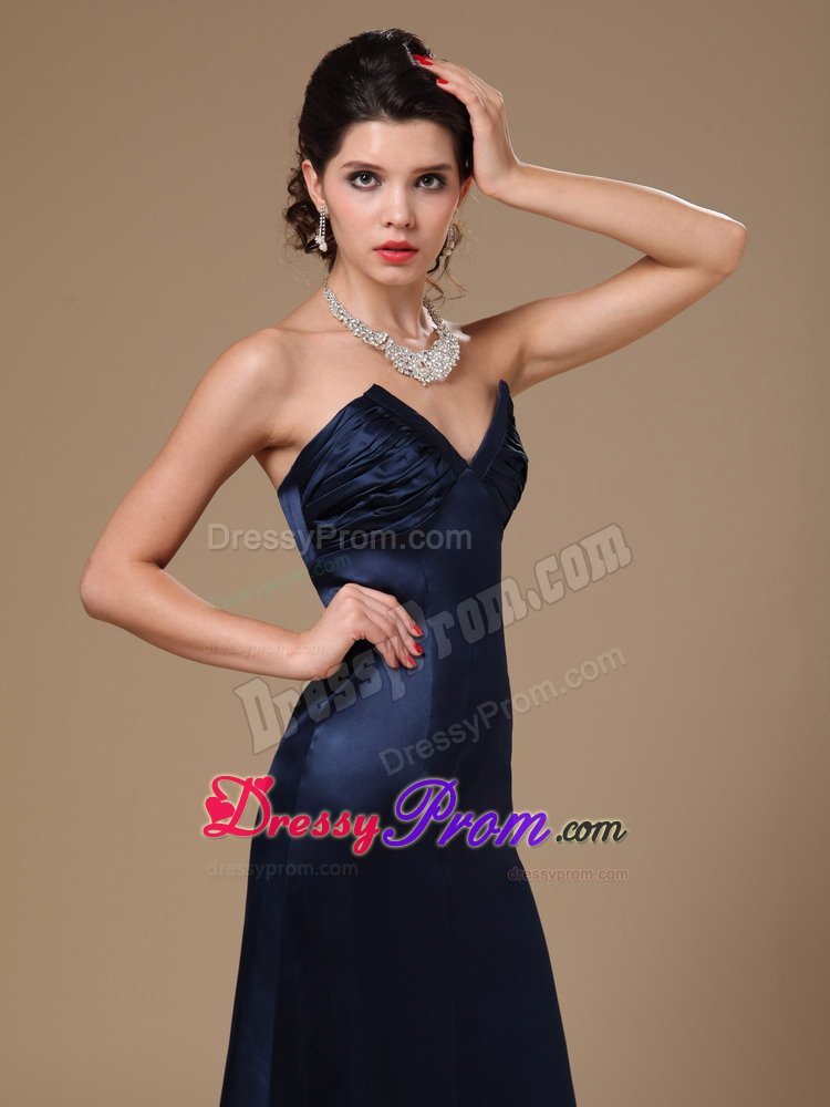 Simple Strapless Navy Blue Prom Evening Dresses Floor-length in Fashion