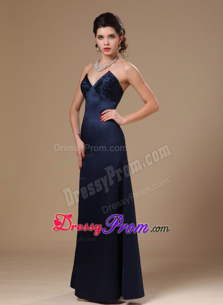 Simple Strapless Navy Blue Prom Evening Dresses Floor-length in Fashion