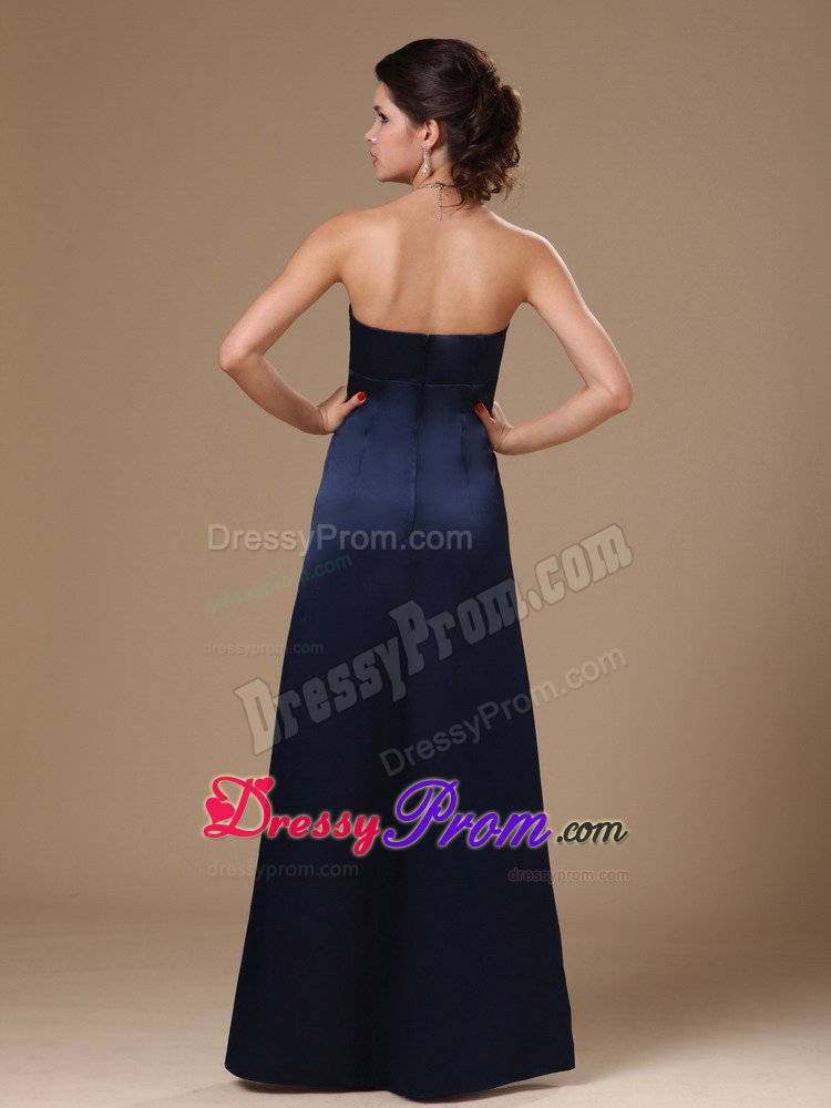 Simple Strapless Navy Blue Prom Evening Dresses Floor-length in Fashion