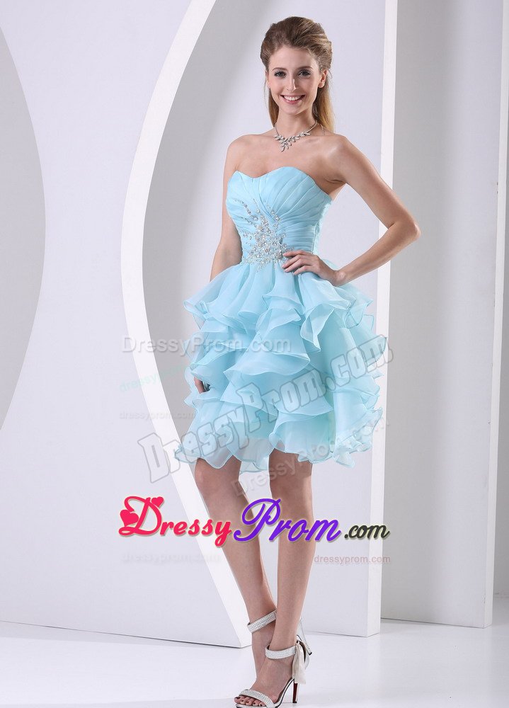 Ruched and Beaded Bodice Prom Celebrity Dress with Multi-layered Ruffles