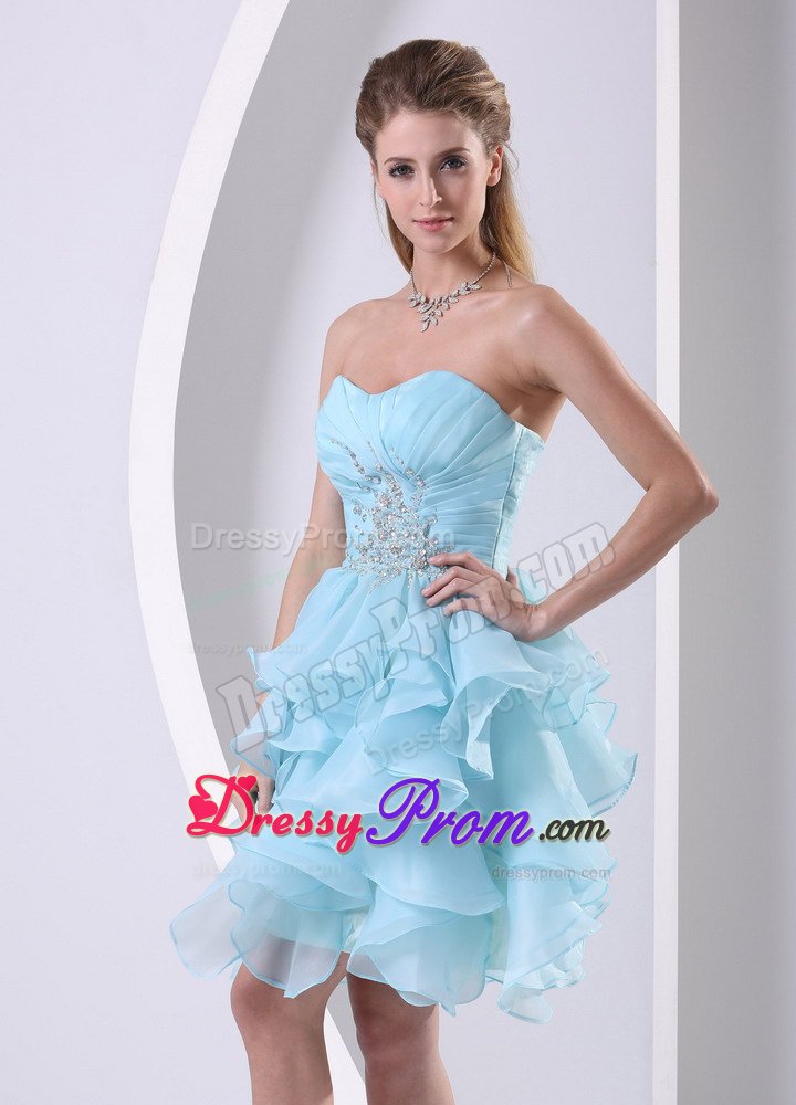 Ruched and Beaded Bodice Prom Celebrity Dress with Multi-layered Ruffles