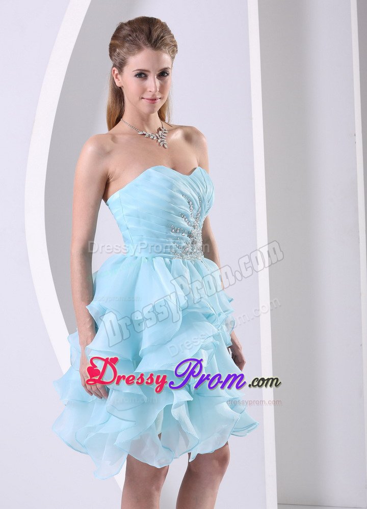 Ruched and Beaded Bodice Prom Celebrity Dress with Multi-layered Ruffles