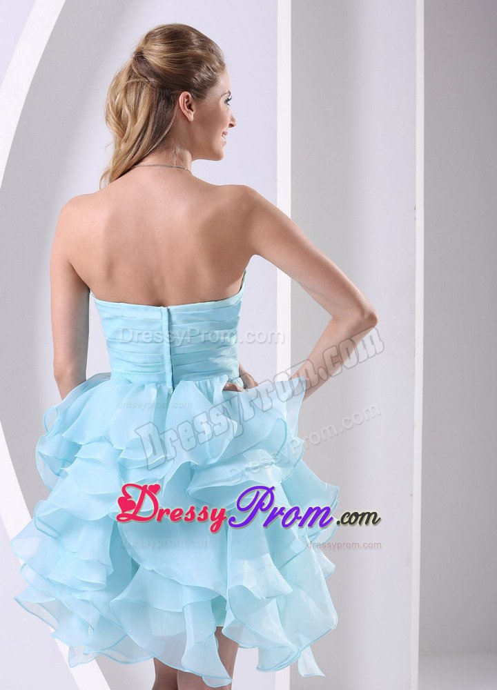Ruched and Beaded Bodice Prom Celebrity Dress with Multi-layered Ruffles