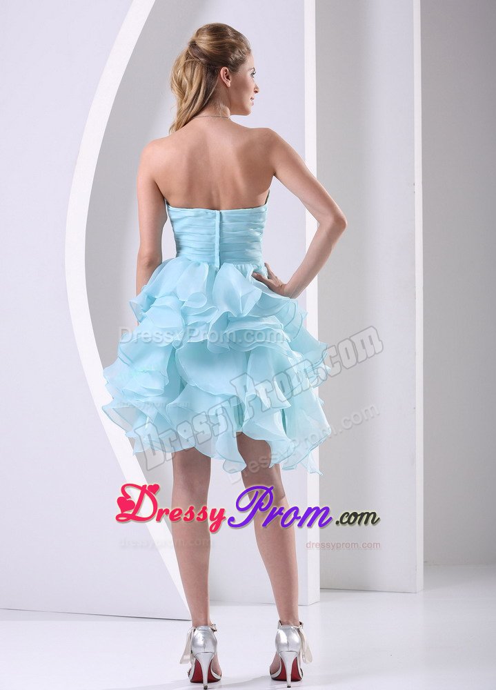 Ruched and Beaded Bodice Prom Celebrity Dress with Multi-layered Ruffles