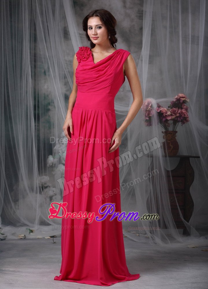 Floor-length Chiffon Prom Celebrity Dress Sleeveless Hand Made Flowers