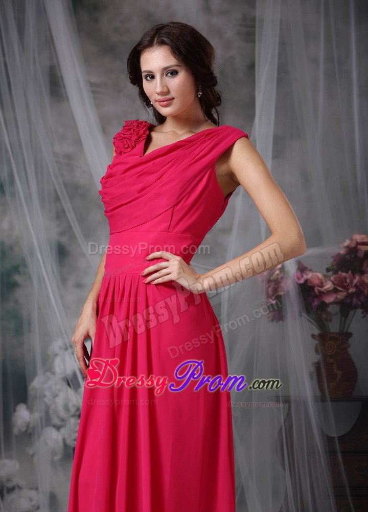 Floor-length Chiffon Prom Celebrity Dress Sleeveless Hand Made Flowers