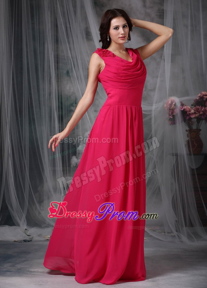 Floor-length Chiffon Prom Celebrity Dress Sleeveless Hand Made Flowers