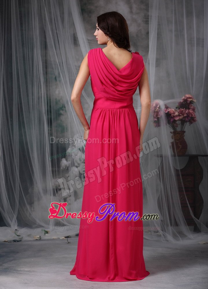 Floor-length Chiffon Prom Celebrity Dress Sleeveless Hand Made Flowers