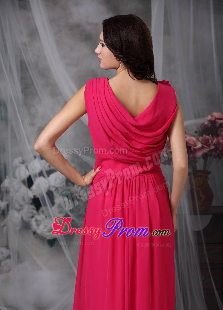 Floor-length Chiffon Prom Celebrity Dress Sleeveless Hand Made Flowers