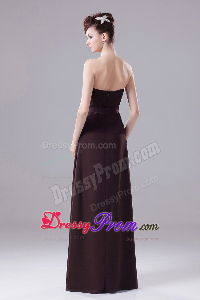 Dazzling Zipper up Brown Chiffon Prom Gown Dress Strapless with Ruches
