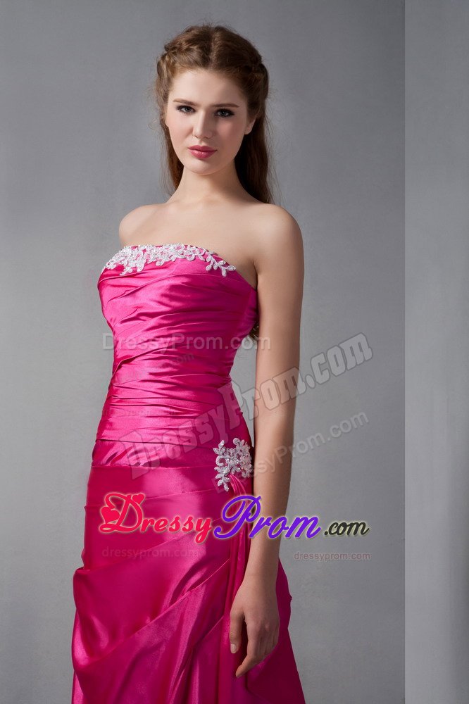 Fitted Zipper up Prom Homecoming Dress Strapless Appliques and Ruches