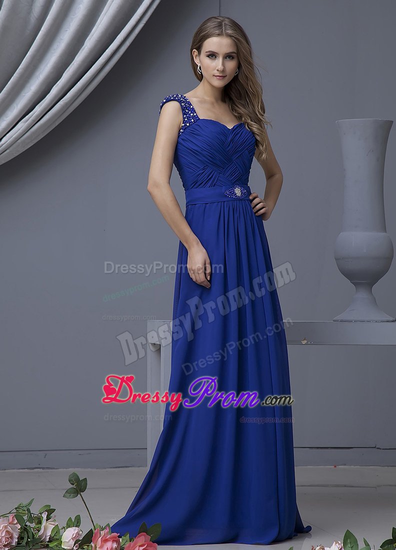Magnificent Chiffon Beaded Straps Prom Evening Dress Ruched Sweetheart