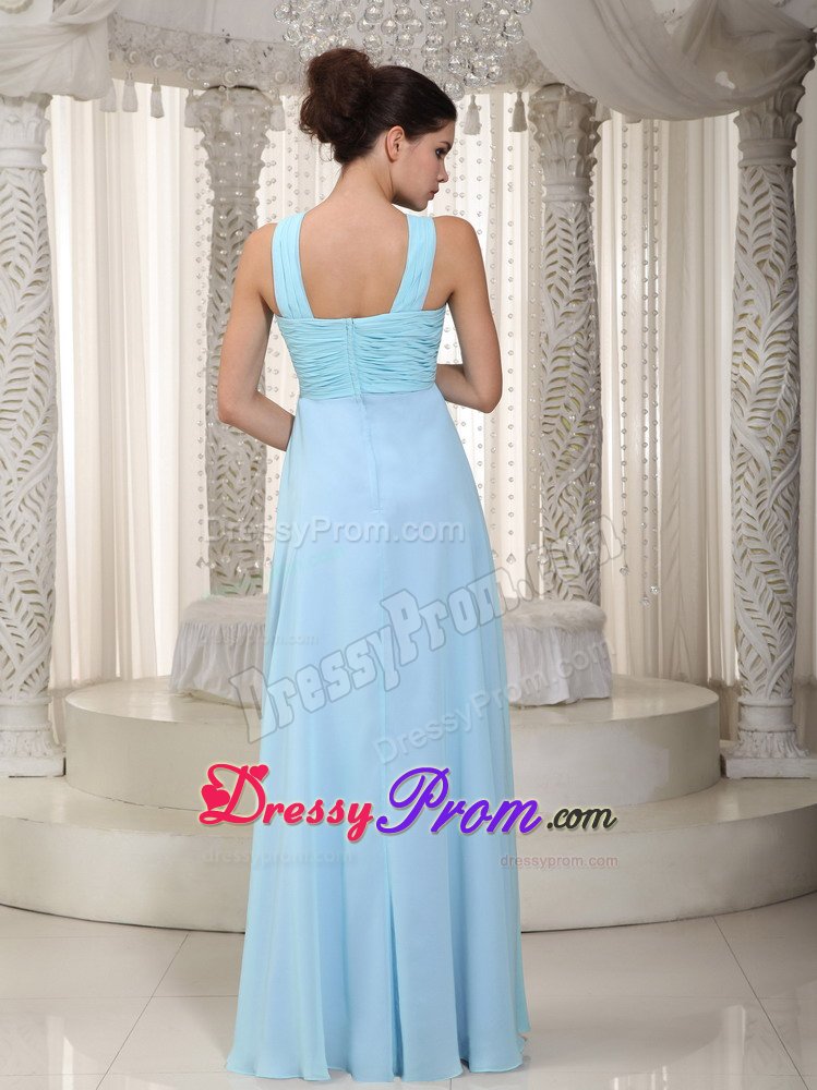 V-neck Beaded and Ruched Prom Dress for Ladies Floor-length in Barueri