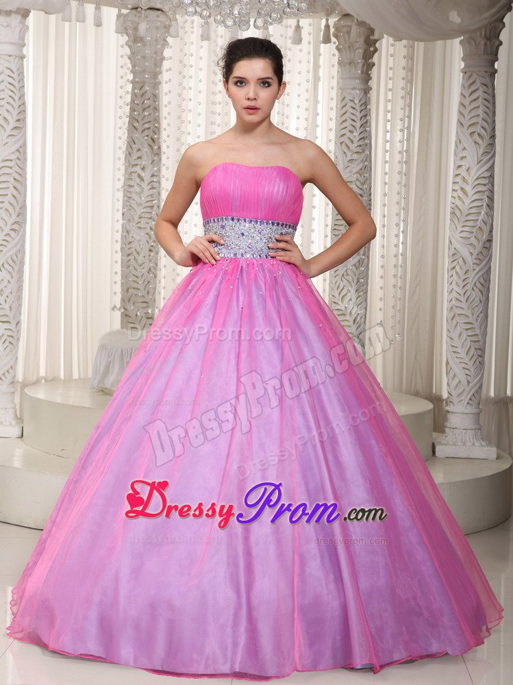 Brand New Floor-length Beading Dresses for Prom Strapless in Hot Pink