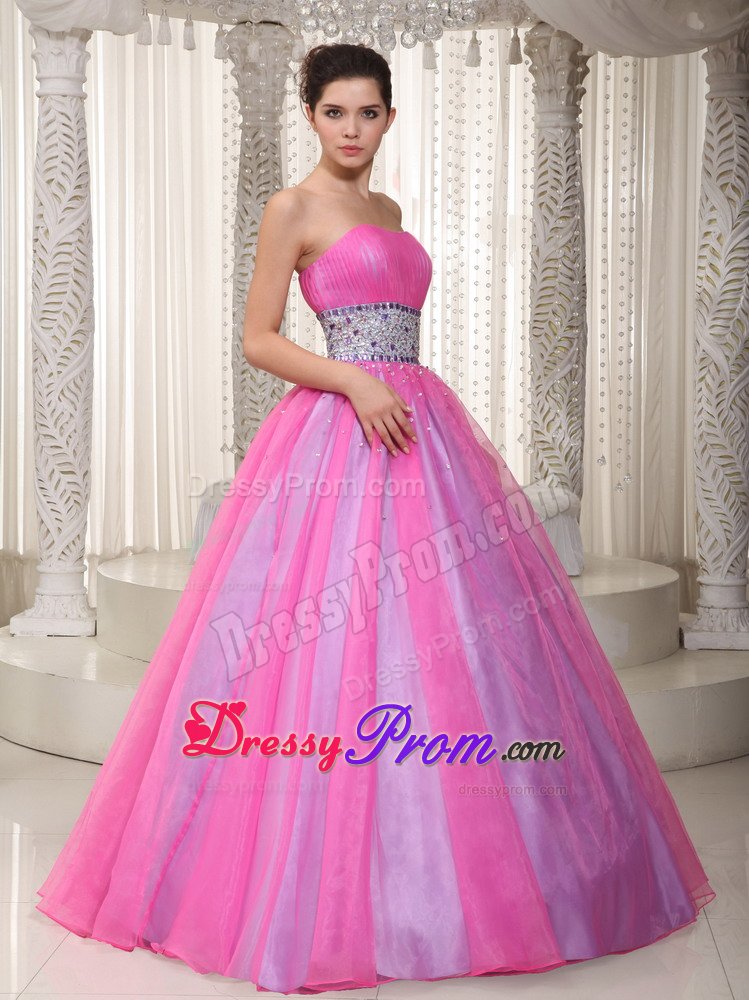 Brand New Floor-length Beading Dresses for Prom Strapless in Hot Pink