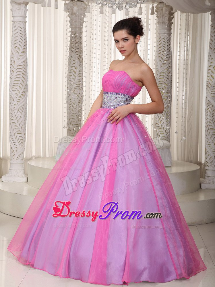 Brand New Floor-length Beading Dresses for Prom Strapless in Hot Pink