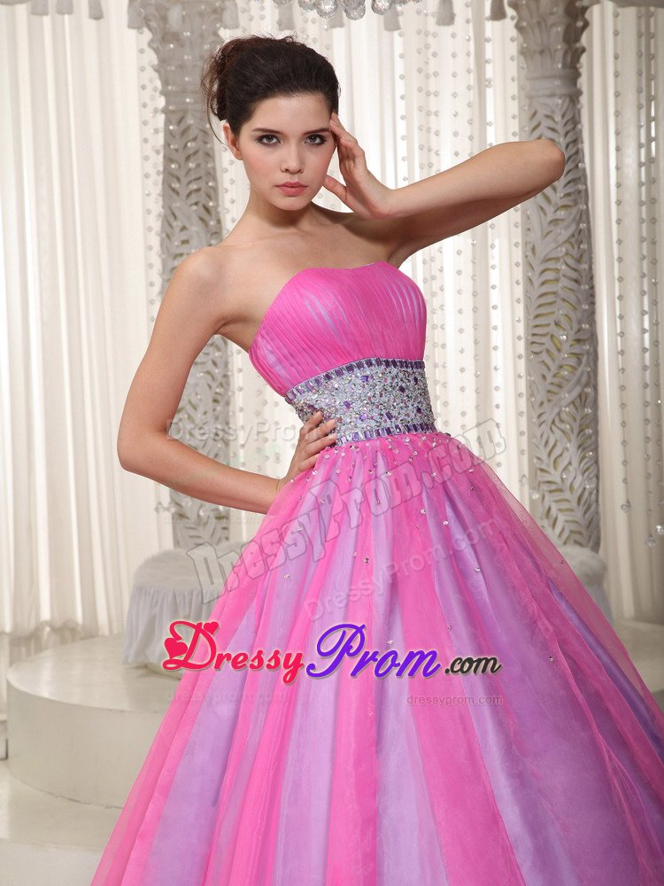 Brand New Floor-length Beading Dresses for Prom Strapless in Hot Pink