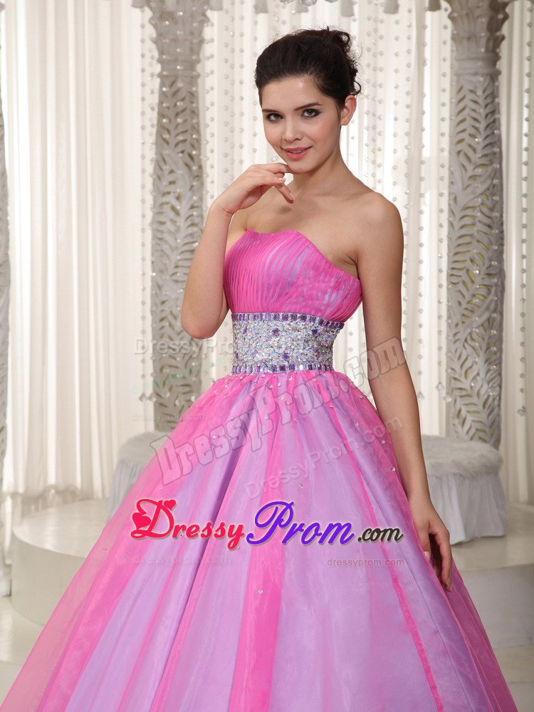 Brand New Floor-length Beading Dresses for Prom Strapless in Hot Pink