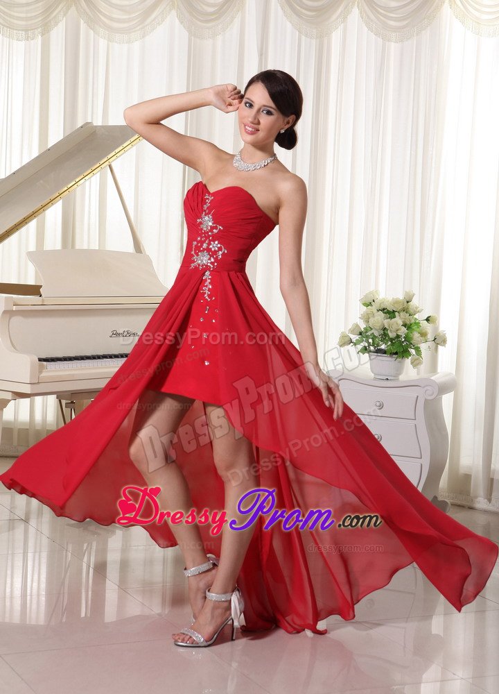 Chiffon Beaded Prom Evening Dresses Ruches Asymmetrical in Santarem