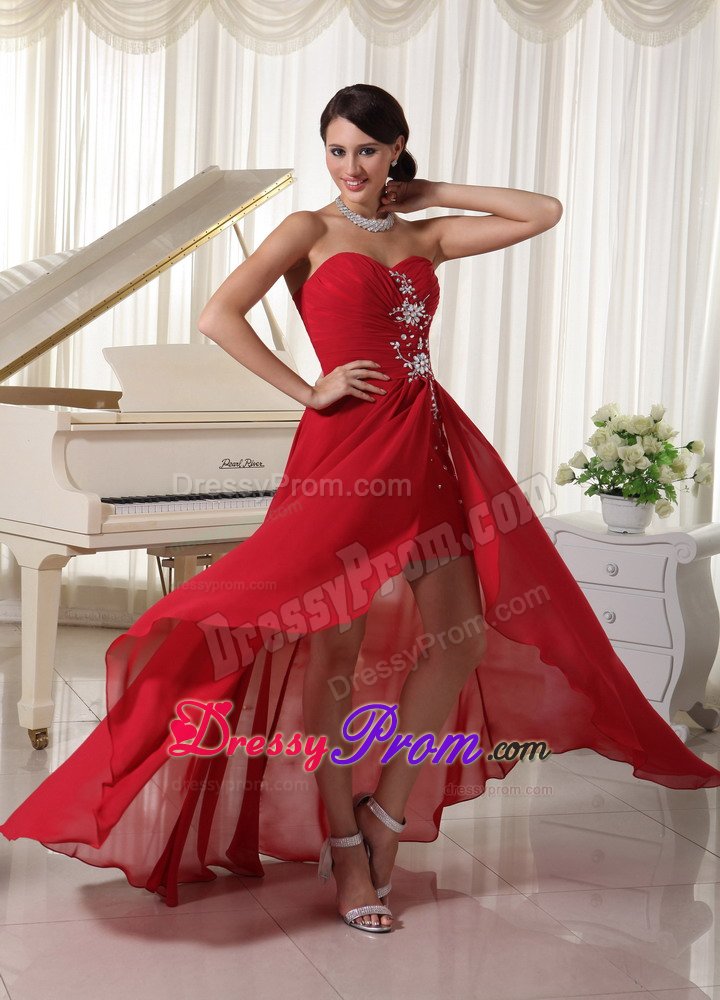 Chiffon Beaded Prom Evening Dresses Ruches Asymmetrical in Santarem