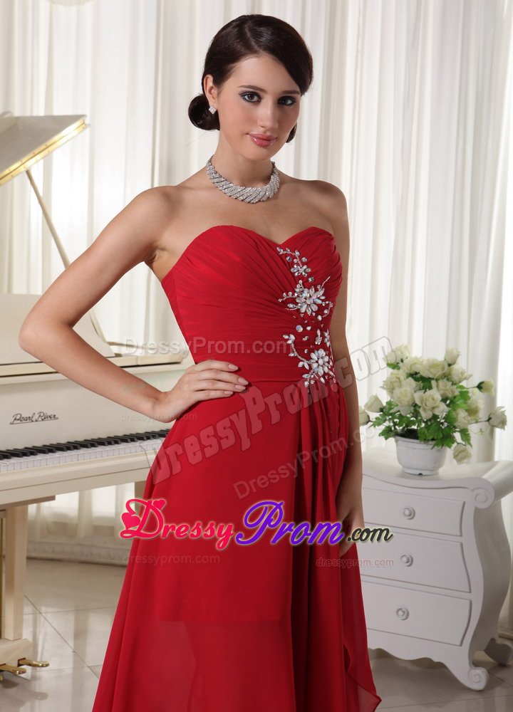 Chiffon Beaded Prom Evening Dresses Ruches Asymmetrical in Santarem