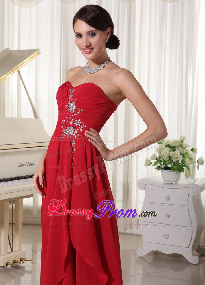 Chiffon Beaded Prom Evening Dresses Ruches Asymmetrical in Santarem