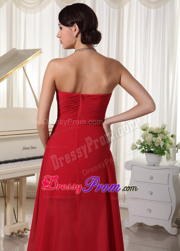 Chiffon Beaded Prom Evening Dresses Ruches Asymmetrical in Santarem