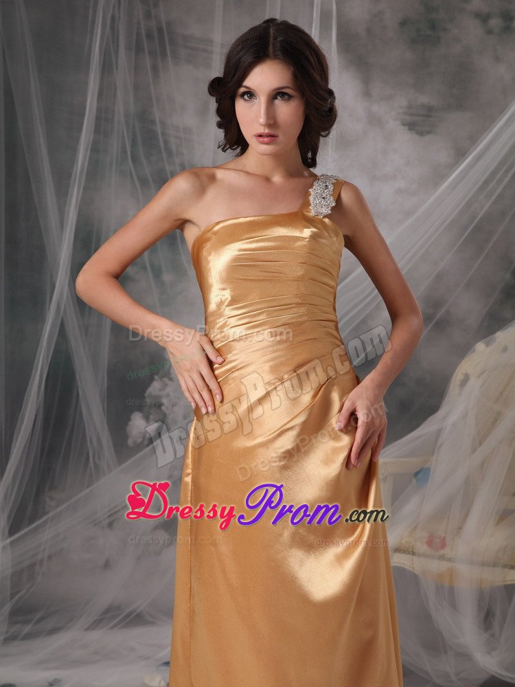 Simple One Shoulder Appliques Prom Evening Dresses with Ruched Bodice