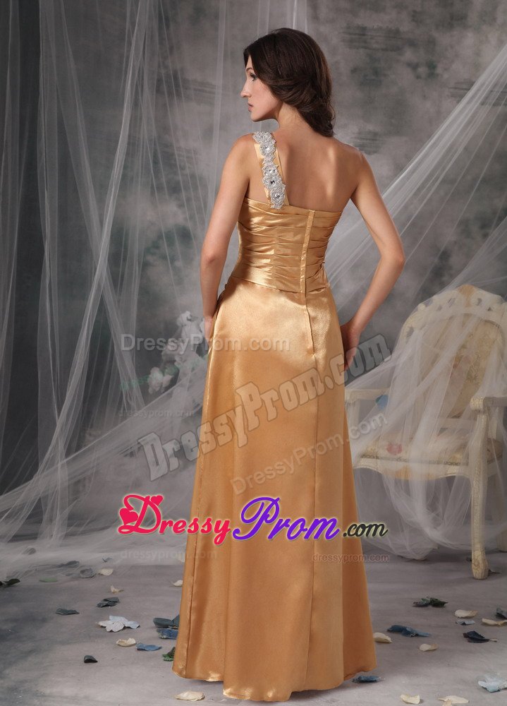 Simple One Shoulder Appliques Prom Evening Dresses with Ruched Bodice