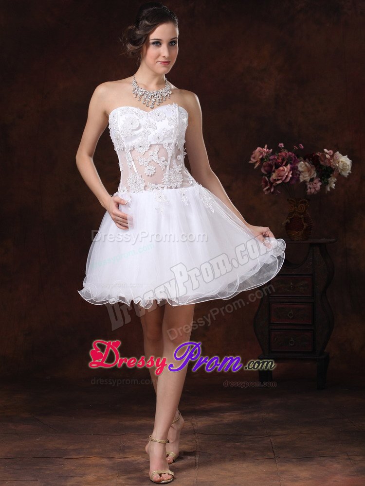 Angel Organza Strapless Prom Evening Dresses Lace Decorated Mini-length