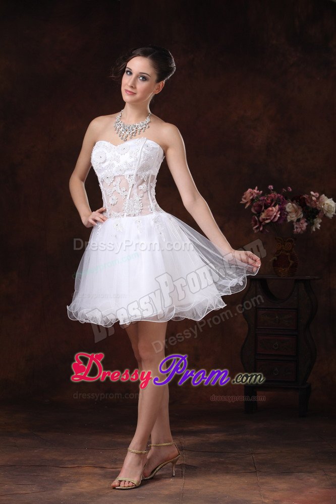 Angel Organza Strapless Prom Evening Dresses Lace Decorated Mini-length