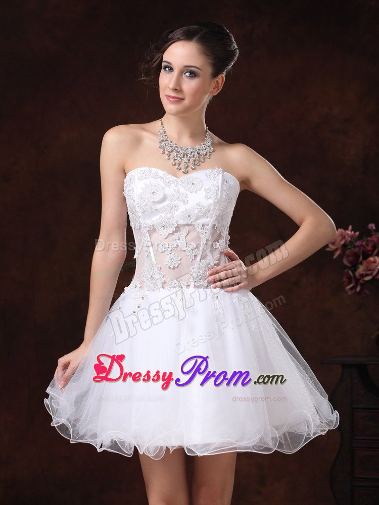 Angel Organza Strapless Prom Evening Dresses Lace Decorated Mini-length