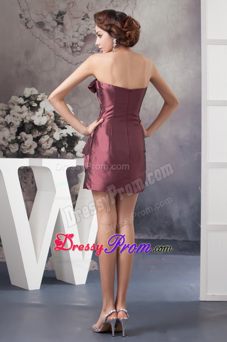 Ruffled Layers Accent Mini Length Prom Maxi Dresses in Burgundy