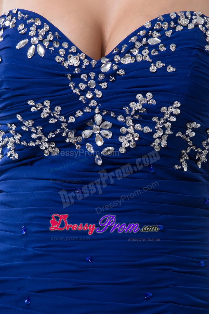 Beading and Ruches Accent Mini Prom Maxi Dresses in Royal Blue