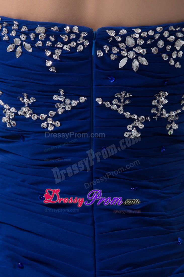 Beading and Ruches Accent Mini Prom Maxi Dresses in Royal Blue