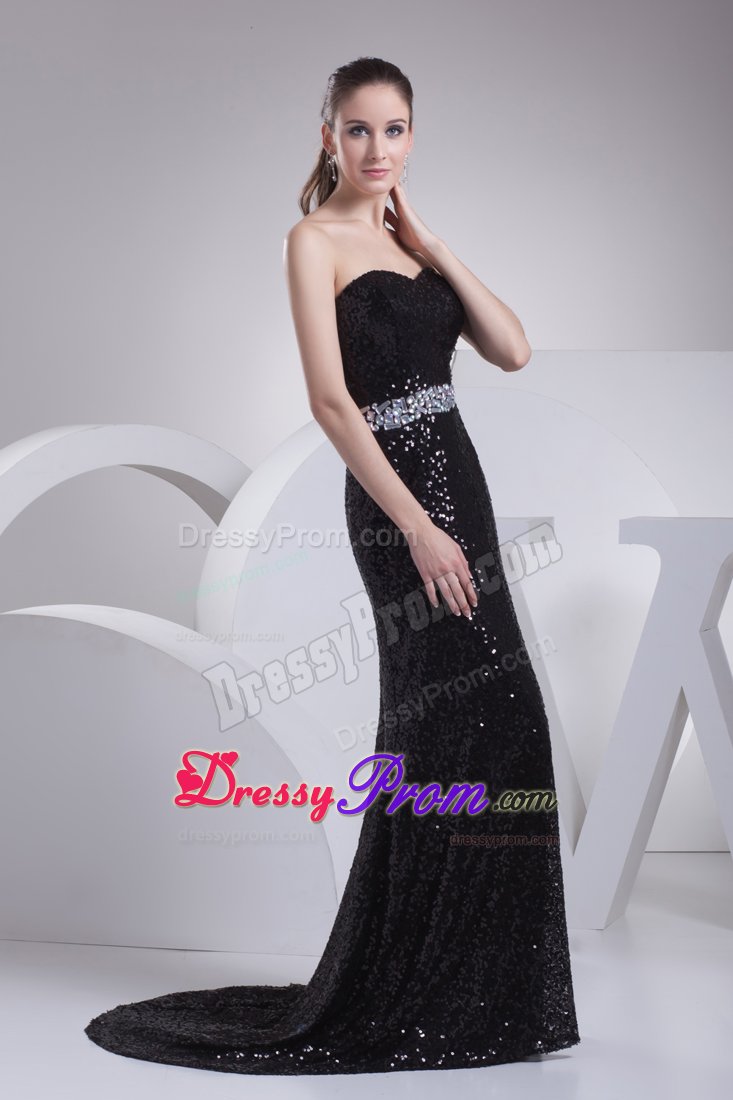 Beaded Black Mermaid Prom formal Dress with Sequins Over Skirt