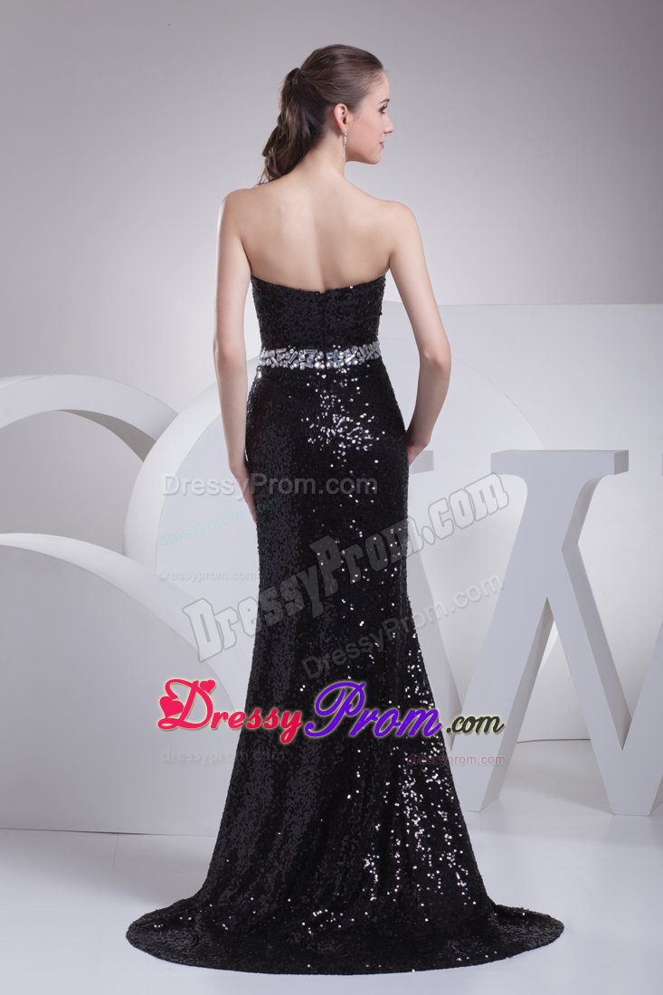 Beaded Black Mermaid Prom formal Dress with Sequins Over Skirt