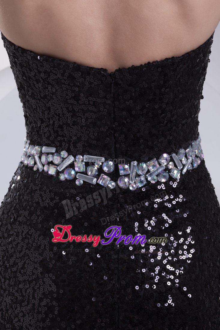Beaded Black Mermaid Prom formal Dress with Sequins Over Skirt