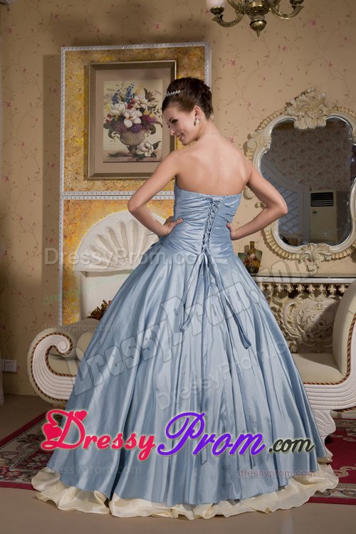 Beautiful Blue and Yellow Ball Gown Flowery Prom formal Dresses