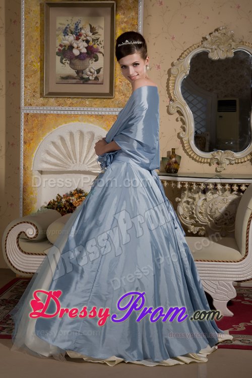 Beautiful Blue and Yellow Ball Gown Flowery Prom formal Dresses