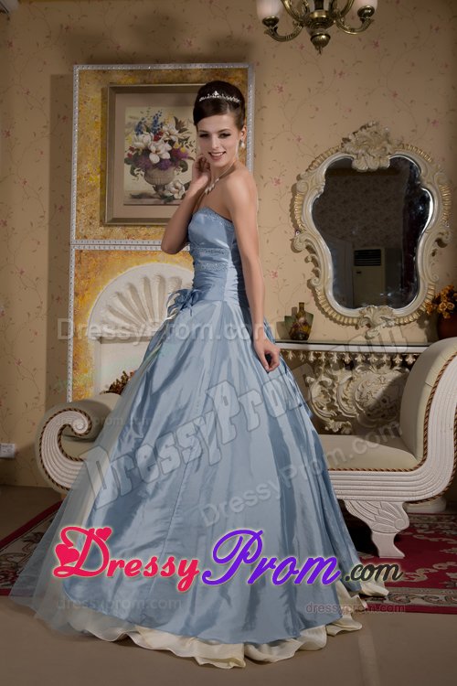 Beautiful Blue and Yellow Ball Gown Flowery Prom formal Dresses