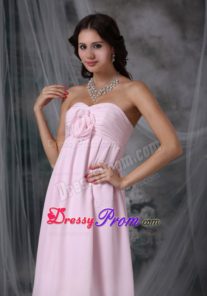 Baby Pink Empire Chiffon Quinceanera Dama Dress with Ruches 2014