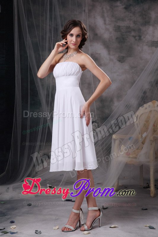 Santa Rosa CA Ruches Accent White Chiffon Quinceanera Dama Dress