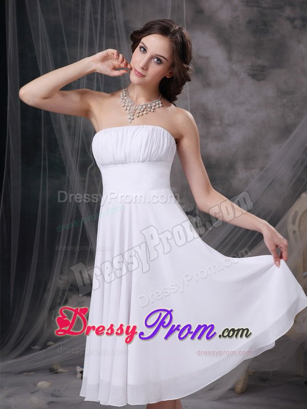 Santa Rosa CA Ruches Accent White Chiffon Quinceanera Dama Dress