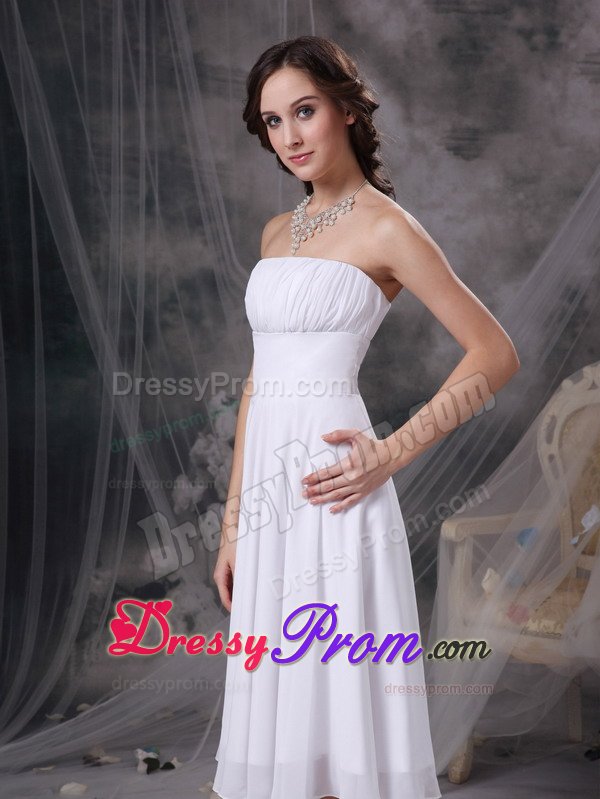 Santa Rosa CA Ruches Accent White Chiffon Quinceanera Dama Dress