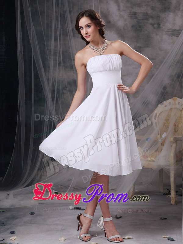 Santa Rosa CA Ruches Accent White Chiffon Quinceanera Dama Dress