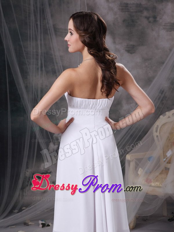 Santa Rosa CA Ruches Accent White Chiffon Quinceanera Dama Dress