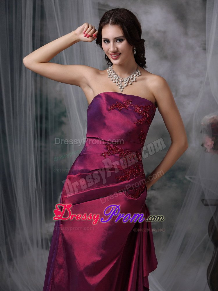 Appliqued and Ruched Purple Taffeta Quinceanera Dama Dress 2014