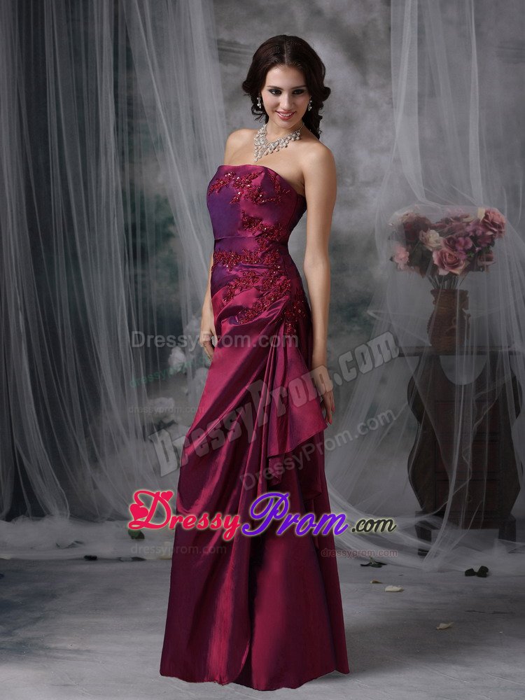 Appliqued and Ruched Purple Taffeta Quinceanera Dama Dress 2014