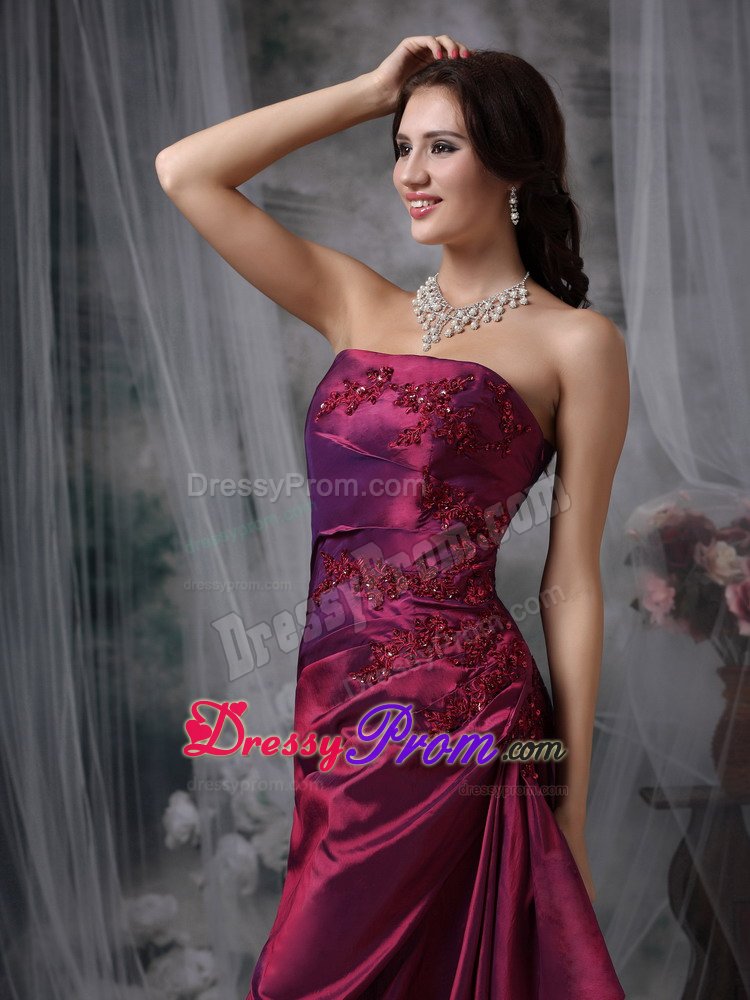 Appliqued and Ruched Purple Taffeta Quinceanera Dama Dress 2014